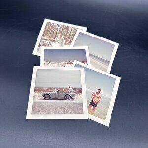 Vintage Photos British Triumph Convertible Car Beach Hunky Man 60s Mid Century